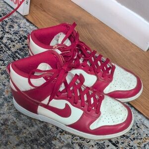Nike Red and White High-Top Sneakers